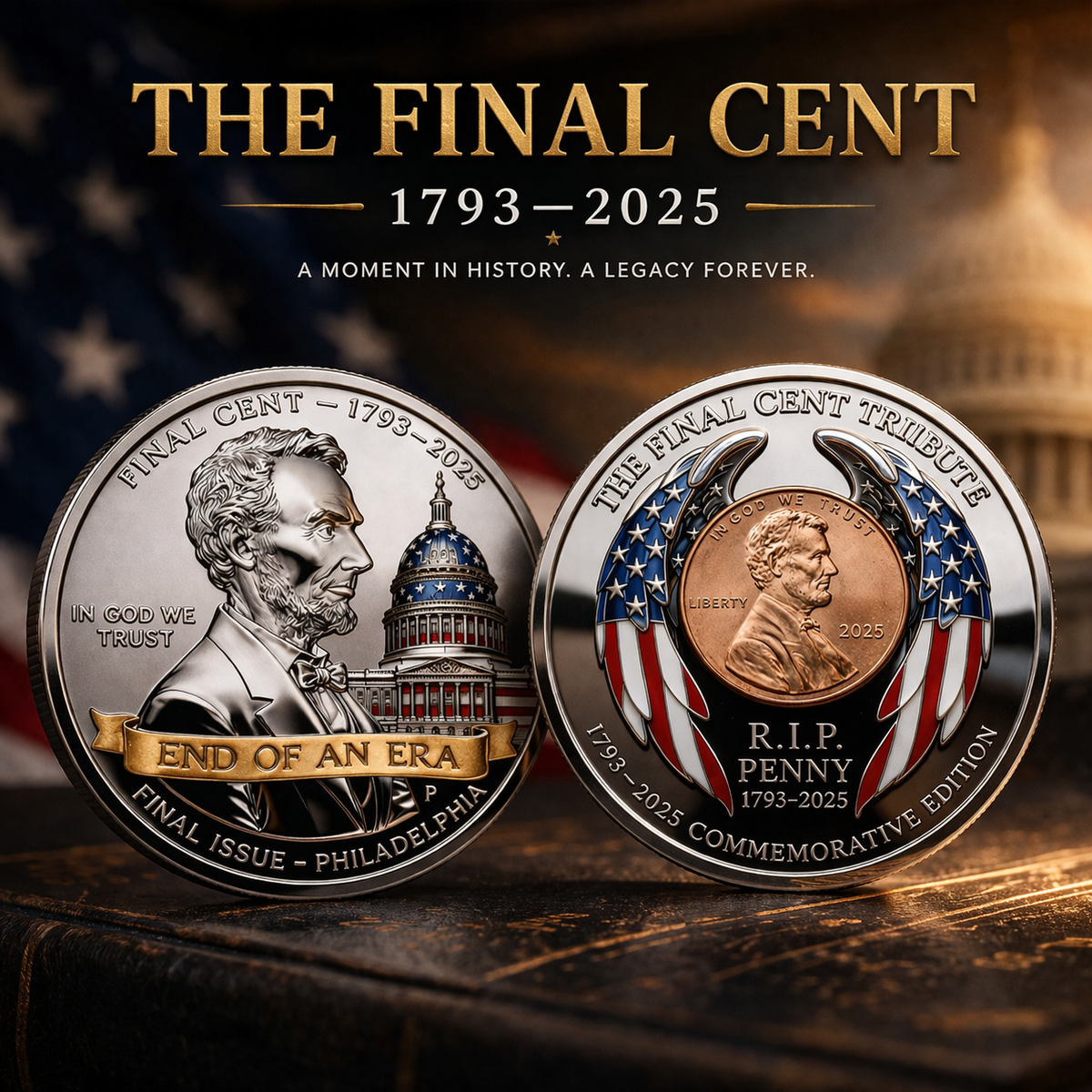 The Final Cent 1793–2025 – both sides of the coin