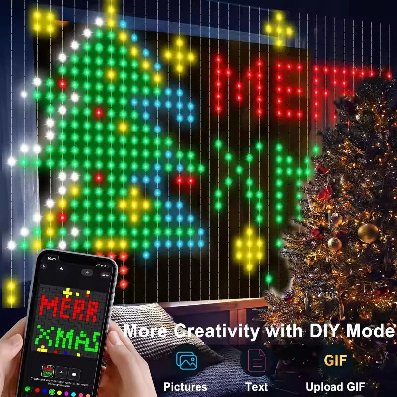 Árbol de Navidad y mensaje dibujados con la app