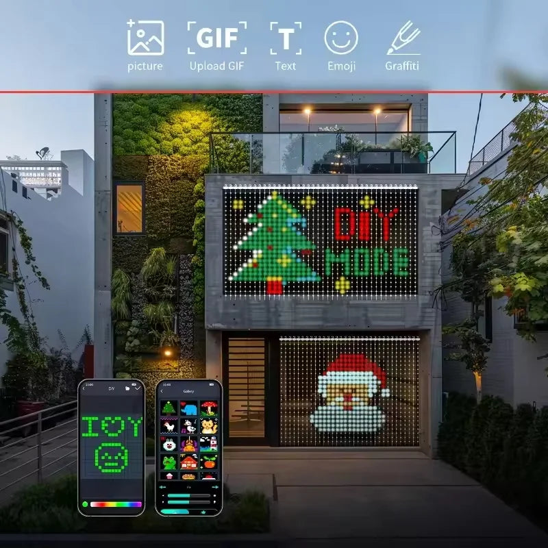 Cortina LED en una terraza controlada desde el móvil