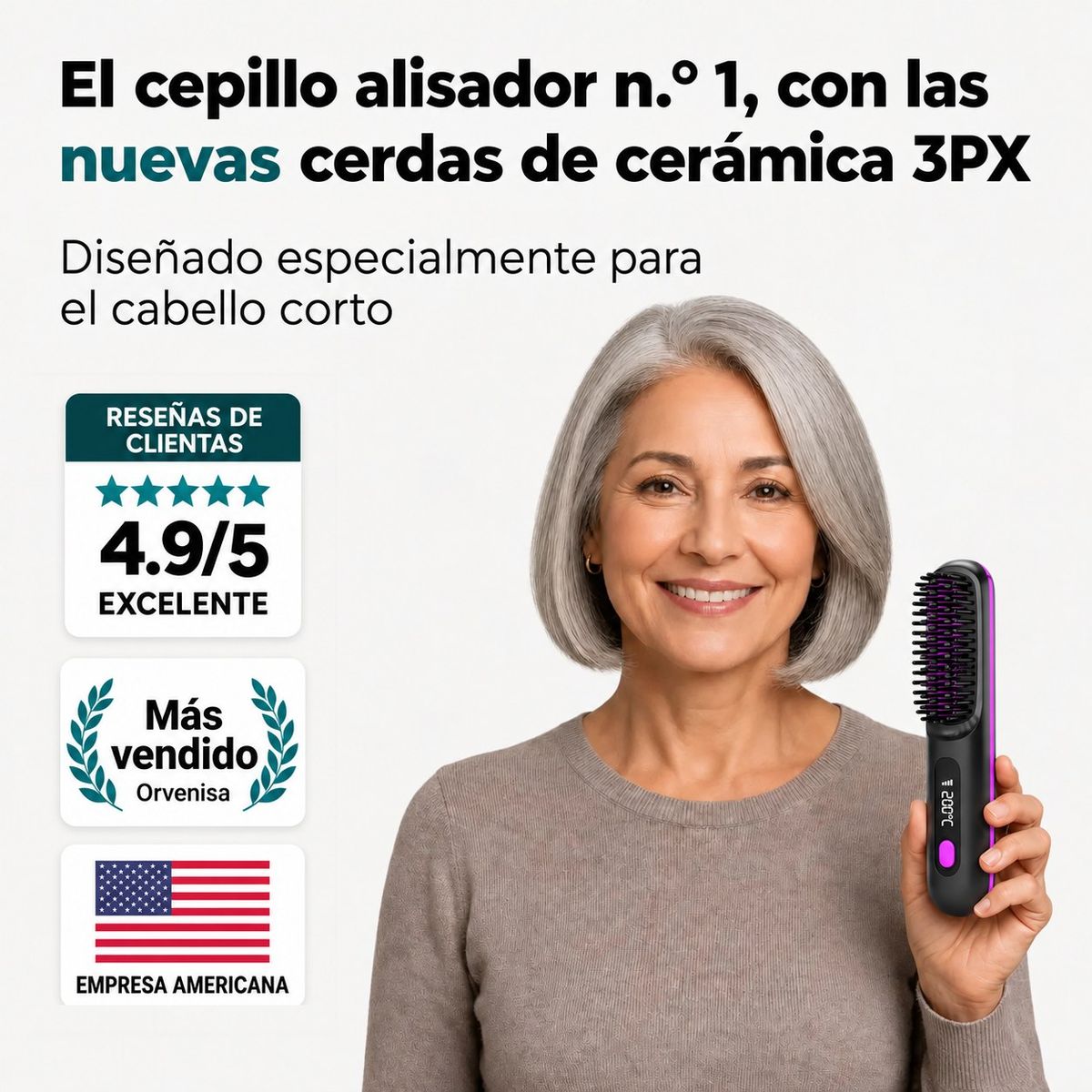 Cepillo alisador inalámbrico Orvenisa