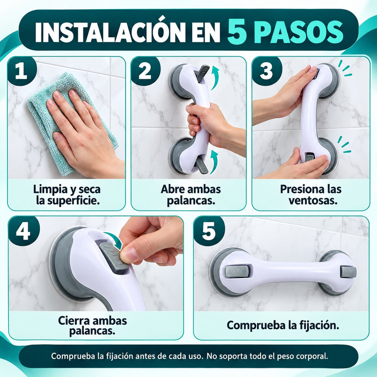Asidero de baño con ventosas Orvenisa