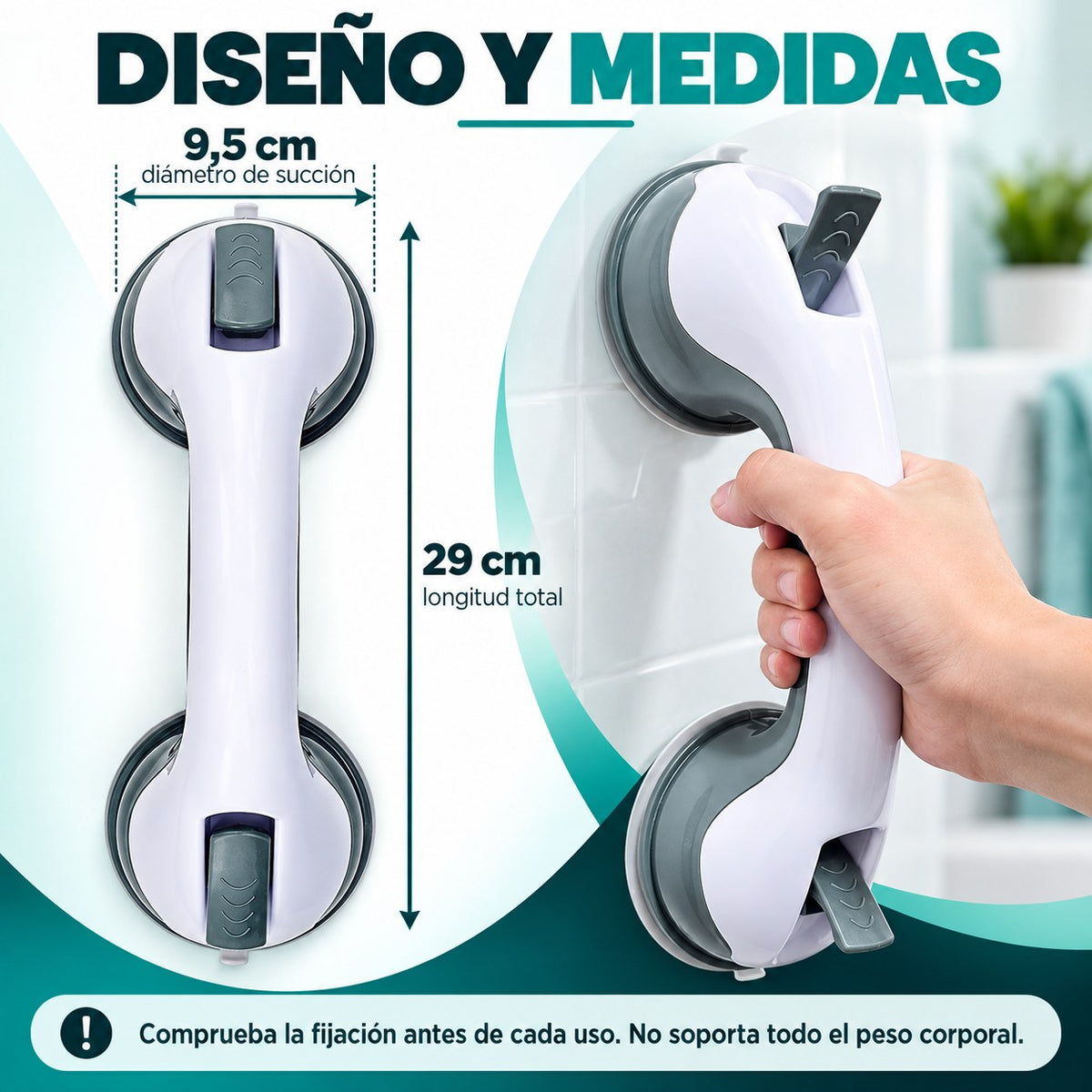 Asidero de baño con ventosas Orvenisa