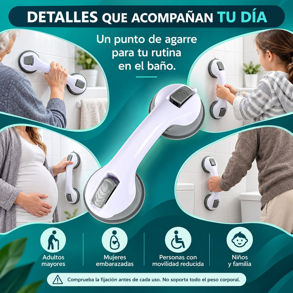 Asidero de baño con ventosas Orvenisa