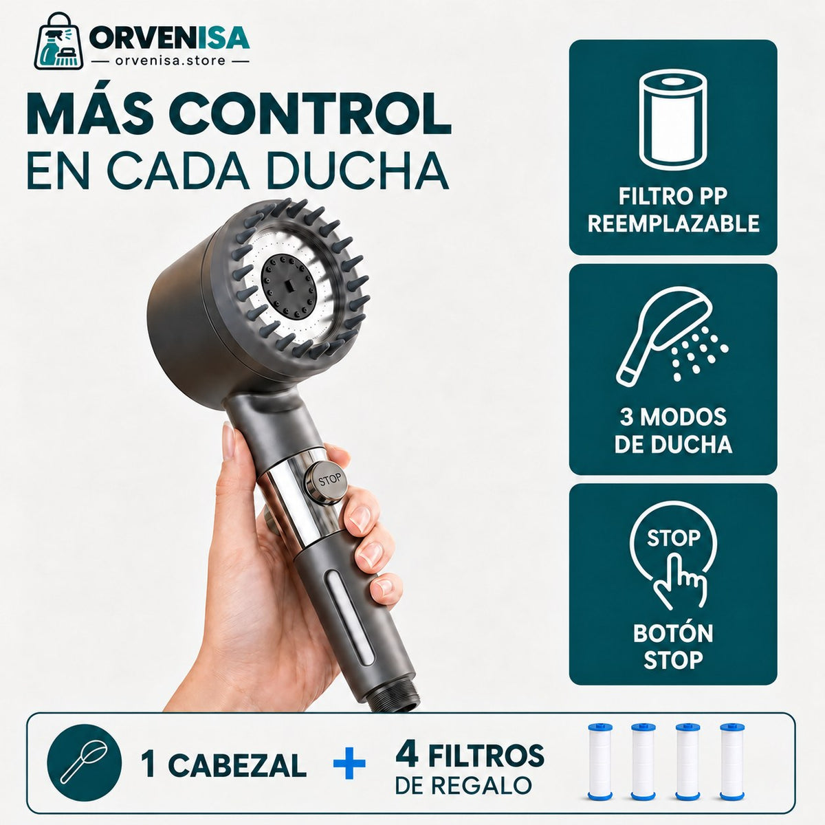 Cabezal de ducha con filtro Orvenisa