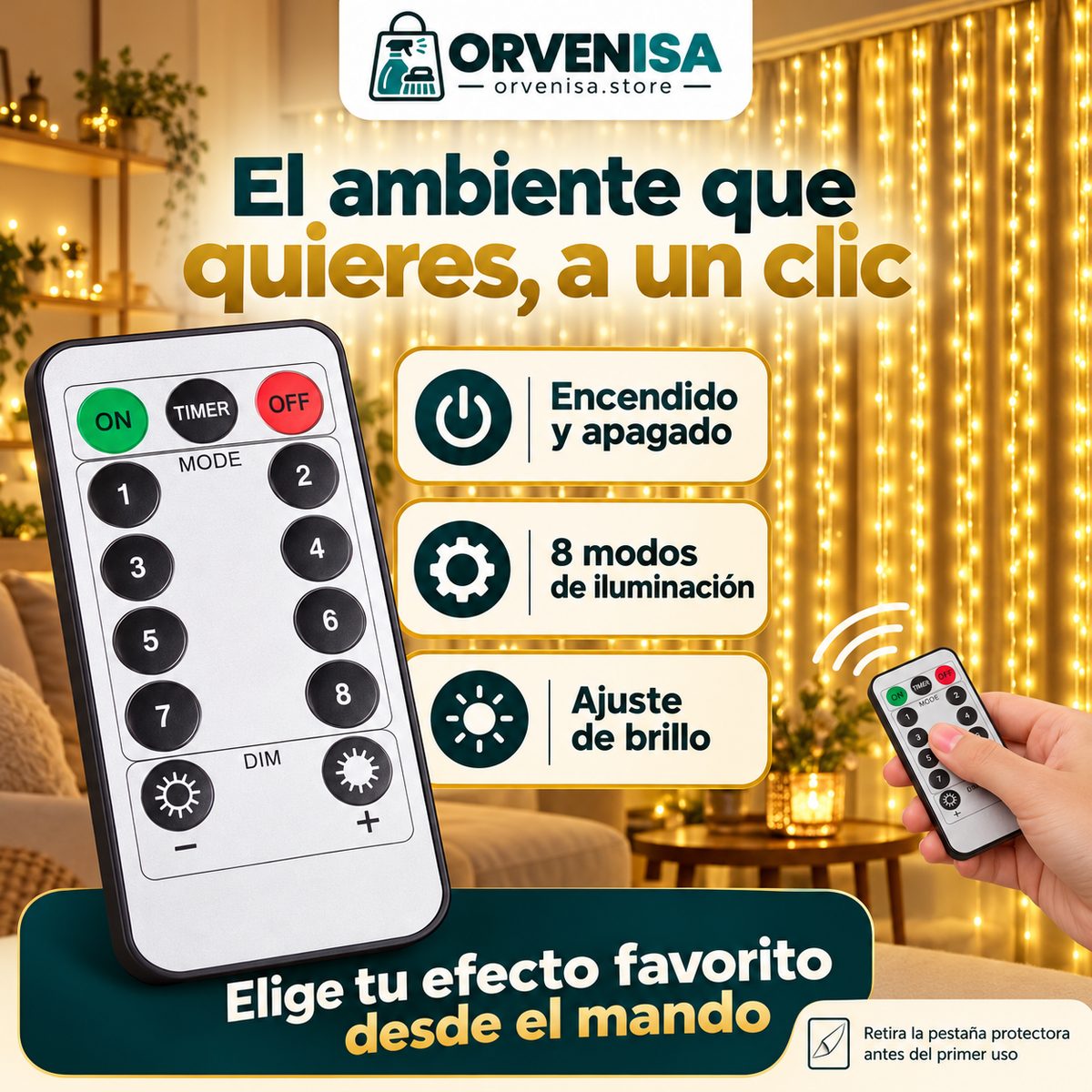 Cortina de Luces LED 300 LED (3 × 3 m) Orvenisa