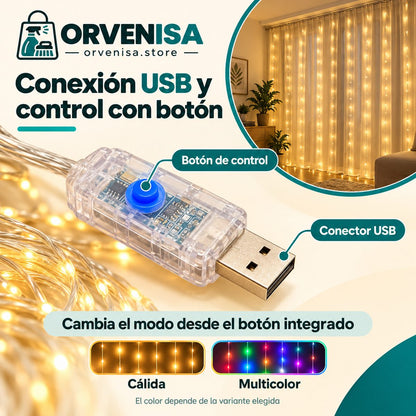 Cortina de Luces LED 300 LED (3 × 3 m) Orvenisa