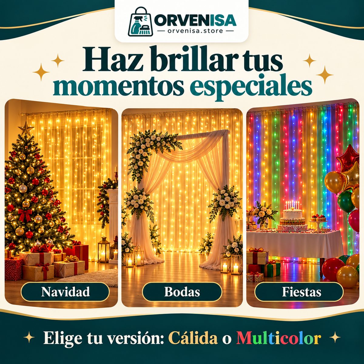 Cortina de Luces LED 300 LED (3 × 3 m) Orvenisa
