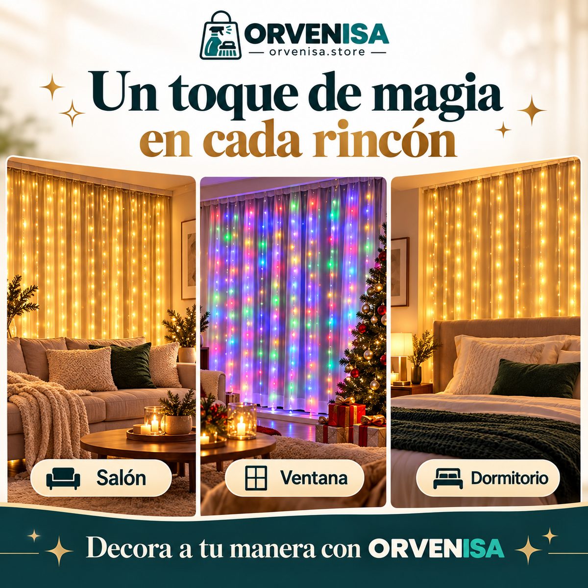 Cortina de Luces LED 300 LED (3 × 3 m) Orvenisa