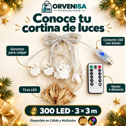 Cortina de Luces LED 300 LED (3 × 3 m) Orvenisa