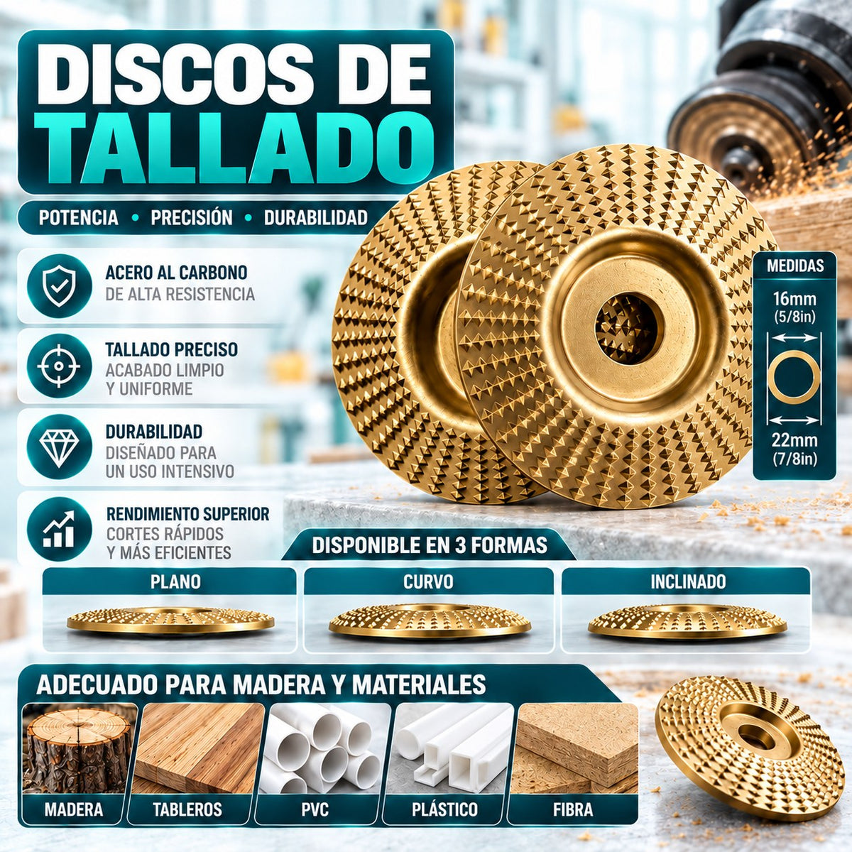 Set de 3 discos de desbaste para madera Orvenisa