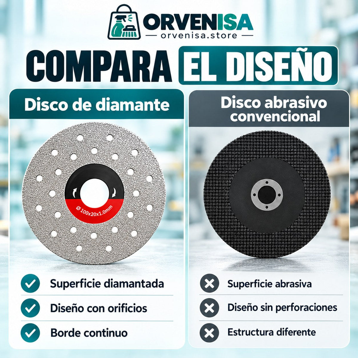 Disco de diamante 2 en 1 corte y desbaste Orvenisa