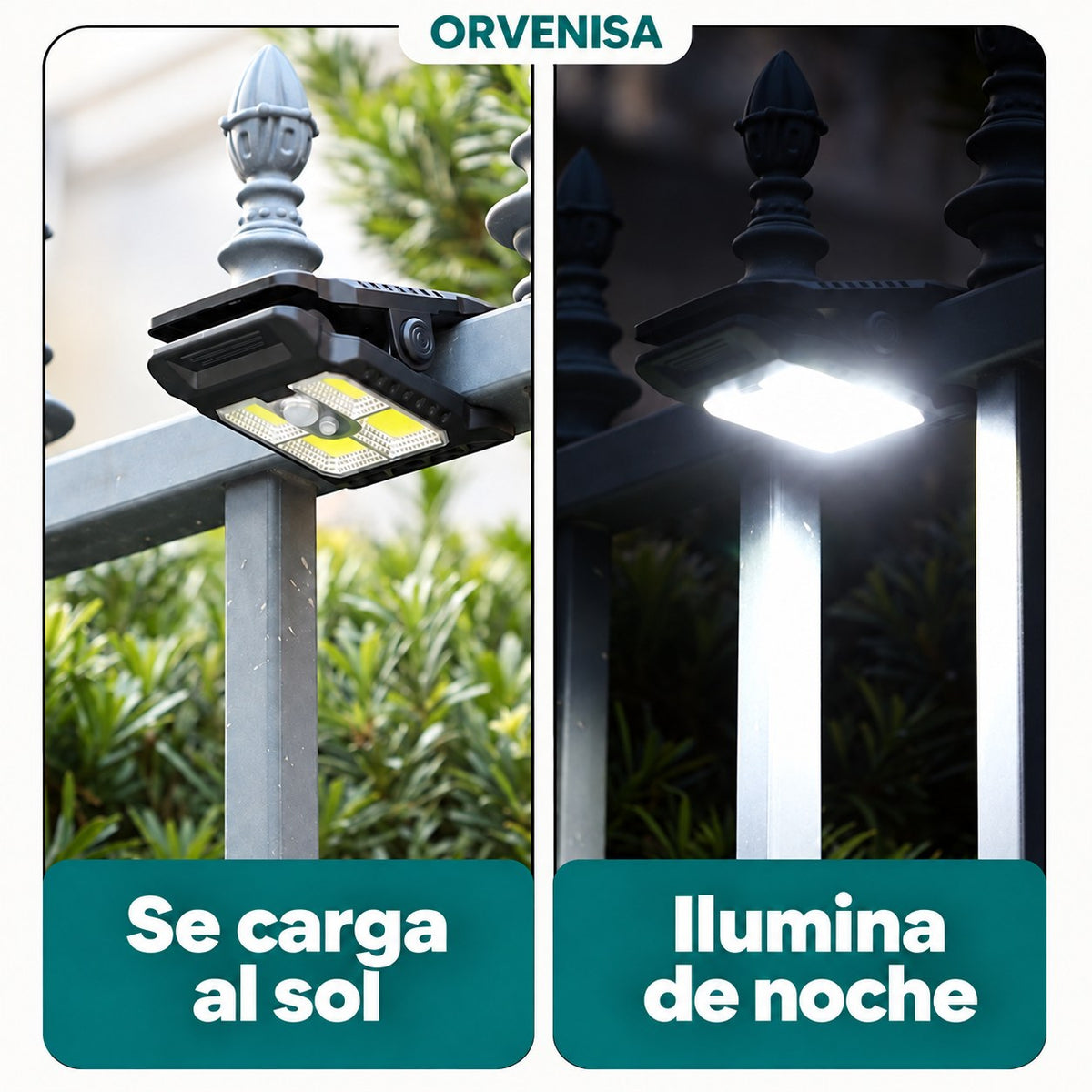 Foco Solar con Pinza y Sensor de Movimiento Orvenisa