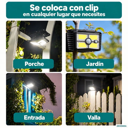 Foco Solar con Pinza y Sensor de Movimiento Orvenisa