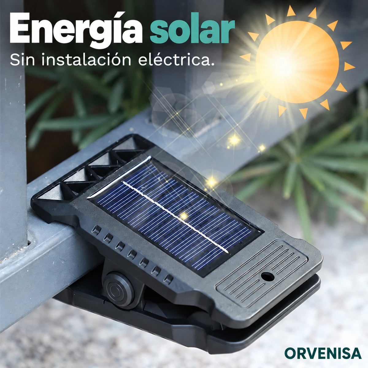 Foco Solar con Pinza y Sensor de Movimiento Orvenisa