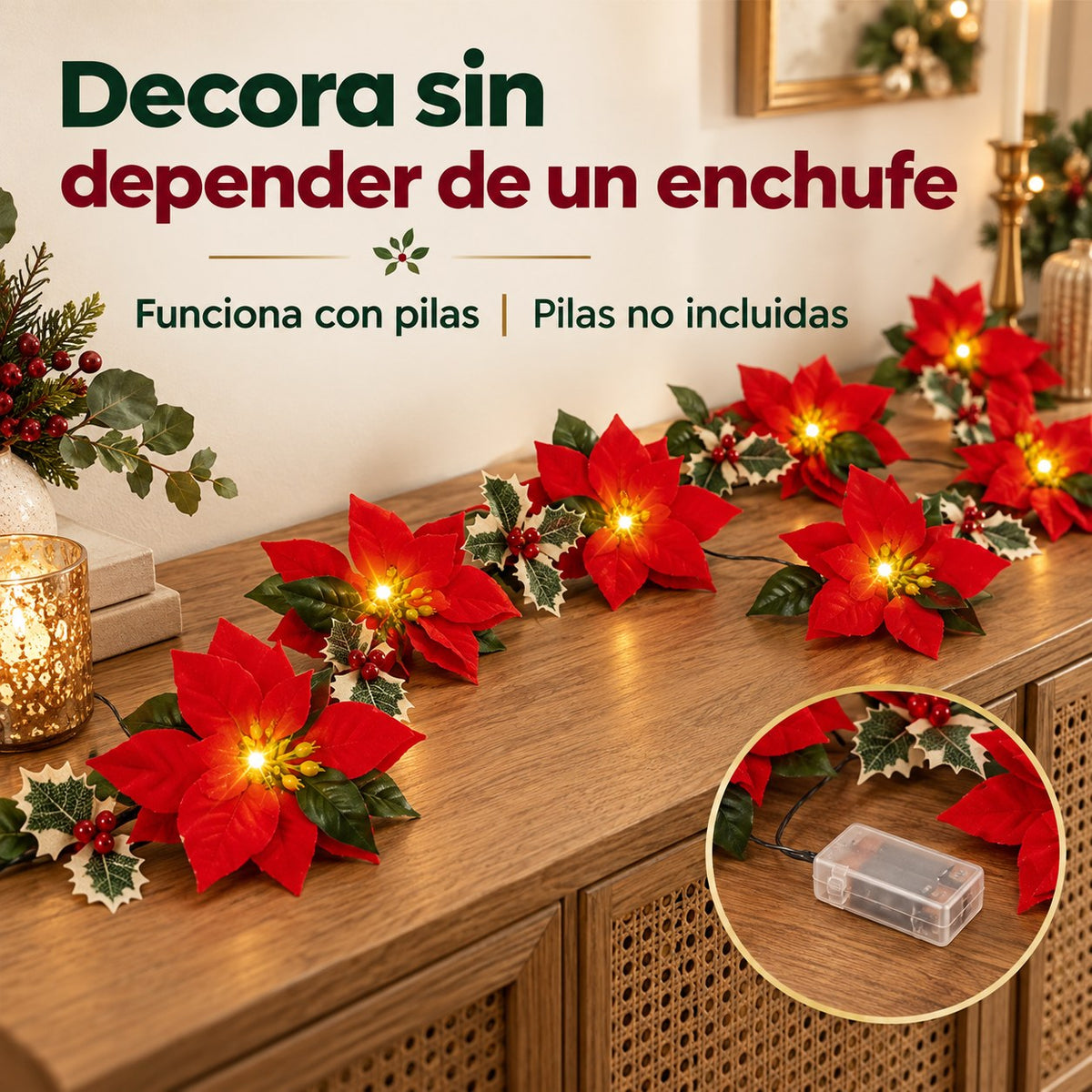 Guirnalda LED de Flores de Pascua Orvenisa