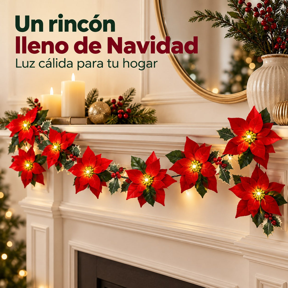 Guirnalda LED de Flores de Pascua Orvenisa