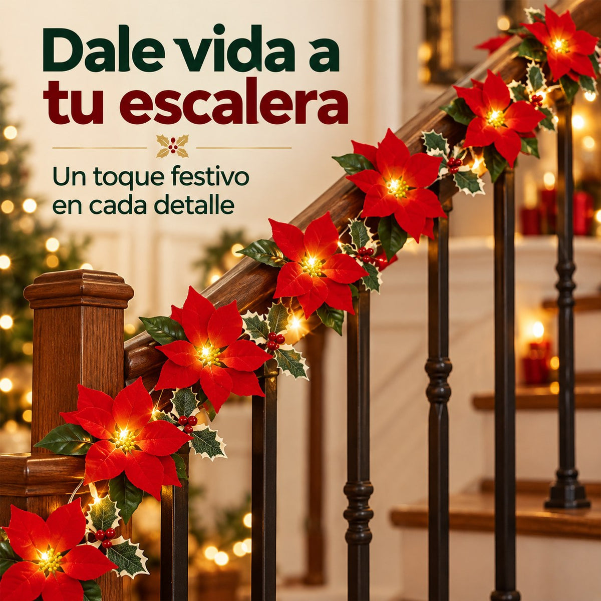 Guirnalda LED de Flores de Pascua Orvenisa