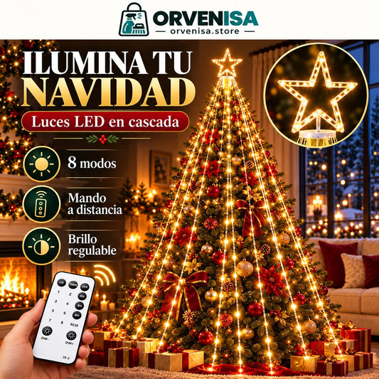 Luces LED Cascada con Estrella Orvenisa