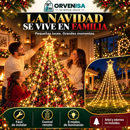 Luces LED Cascada con Estrella Orvenisa