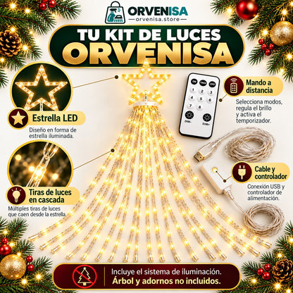 Luces LED Cascada con Estrella Orvenisa
