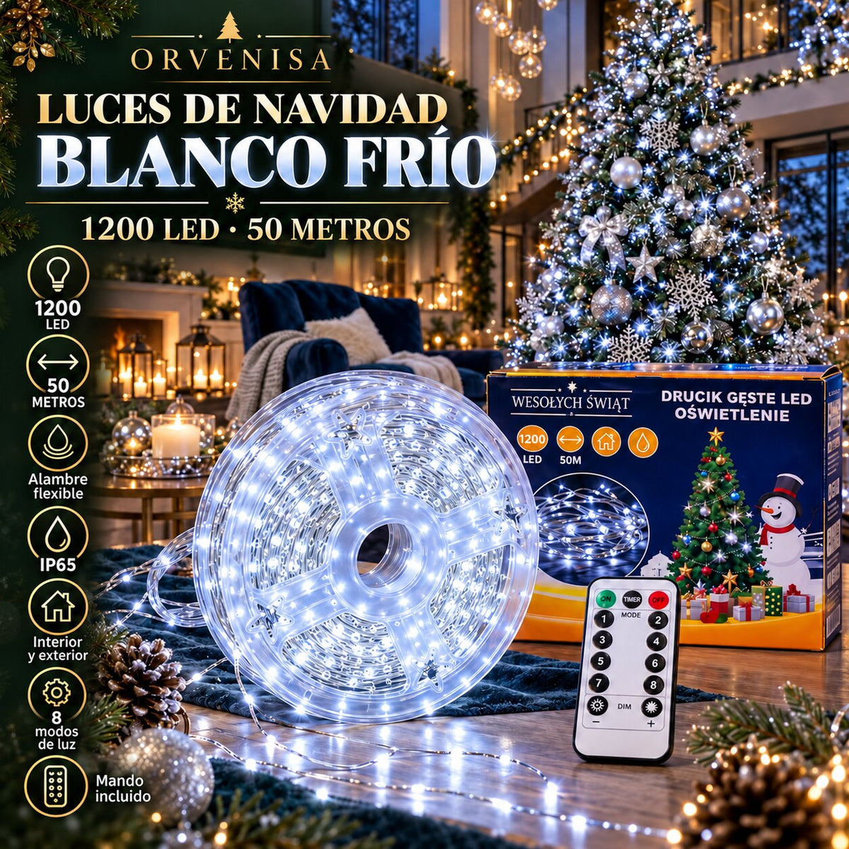 Luces de Hada 1200 LED (50 m) Orvenisa