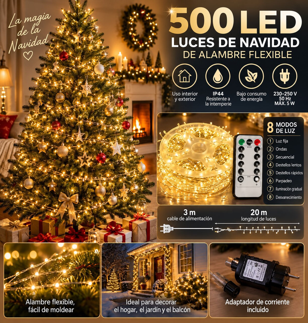 Luces de Hada 500 LED (20 m) Orvenisa