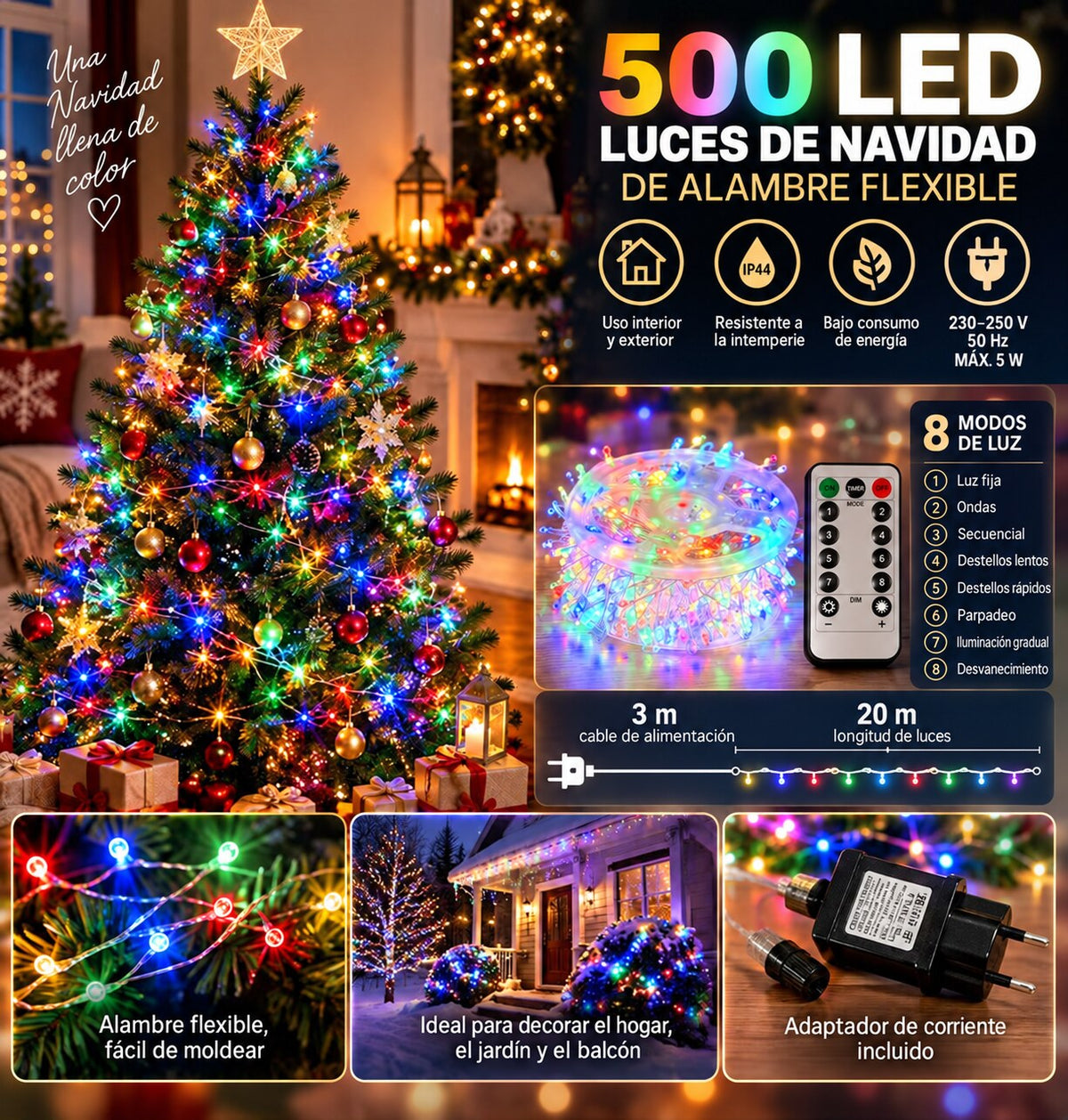 Luces de Hada 500 LED (20 m) Orvenisa