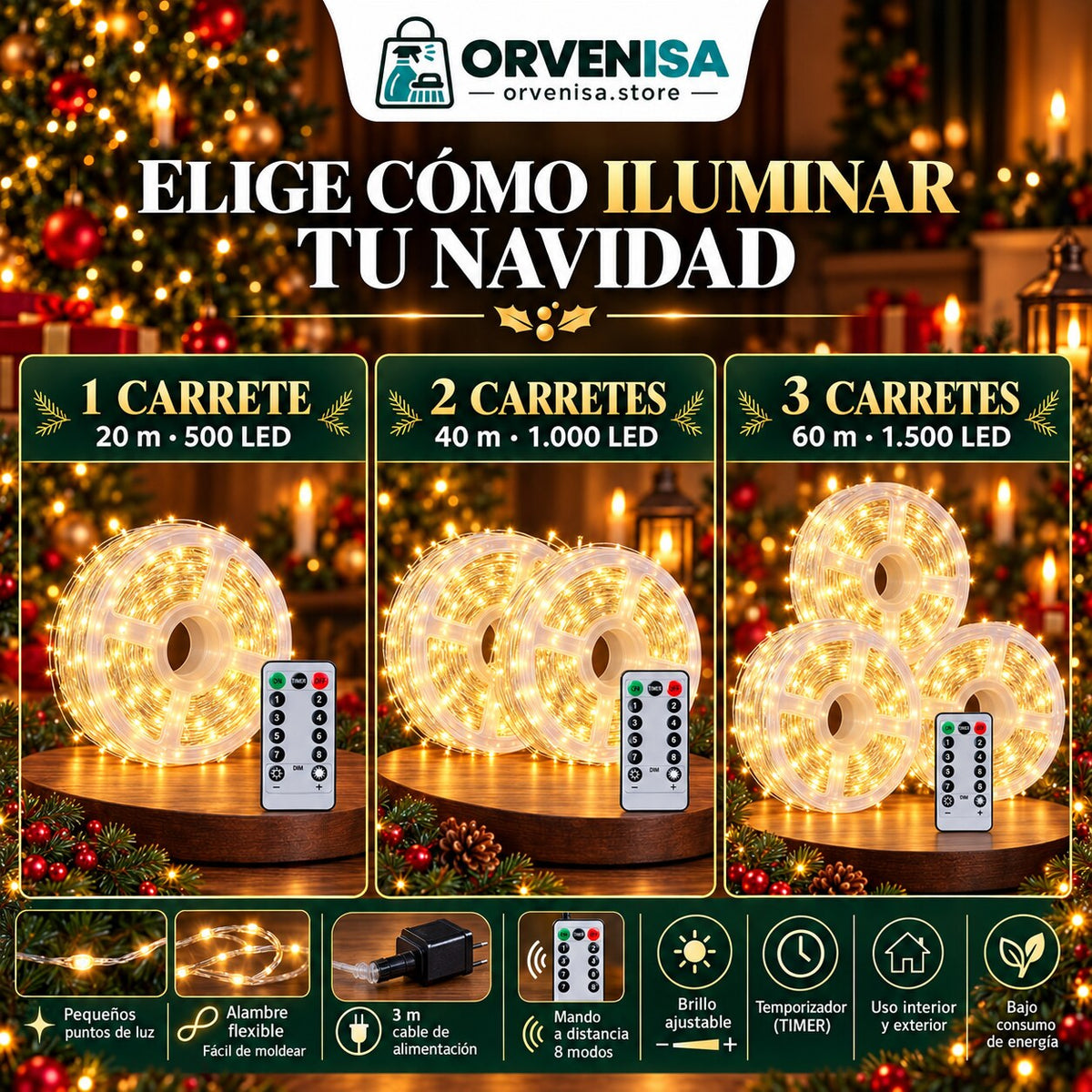 Luces de Hada 500 LED (20 m) Orvenisa