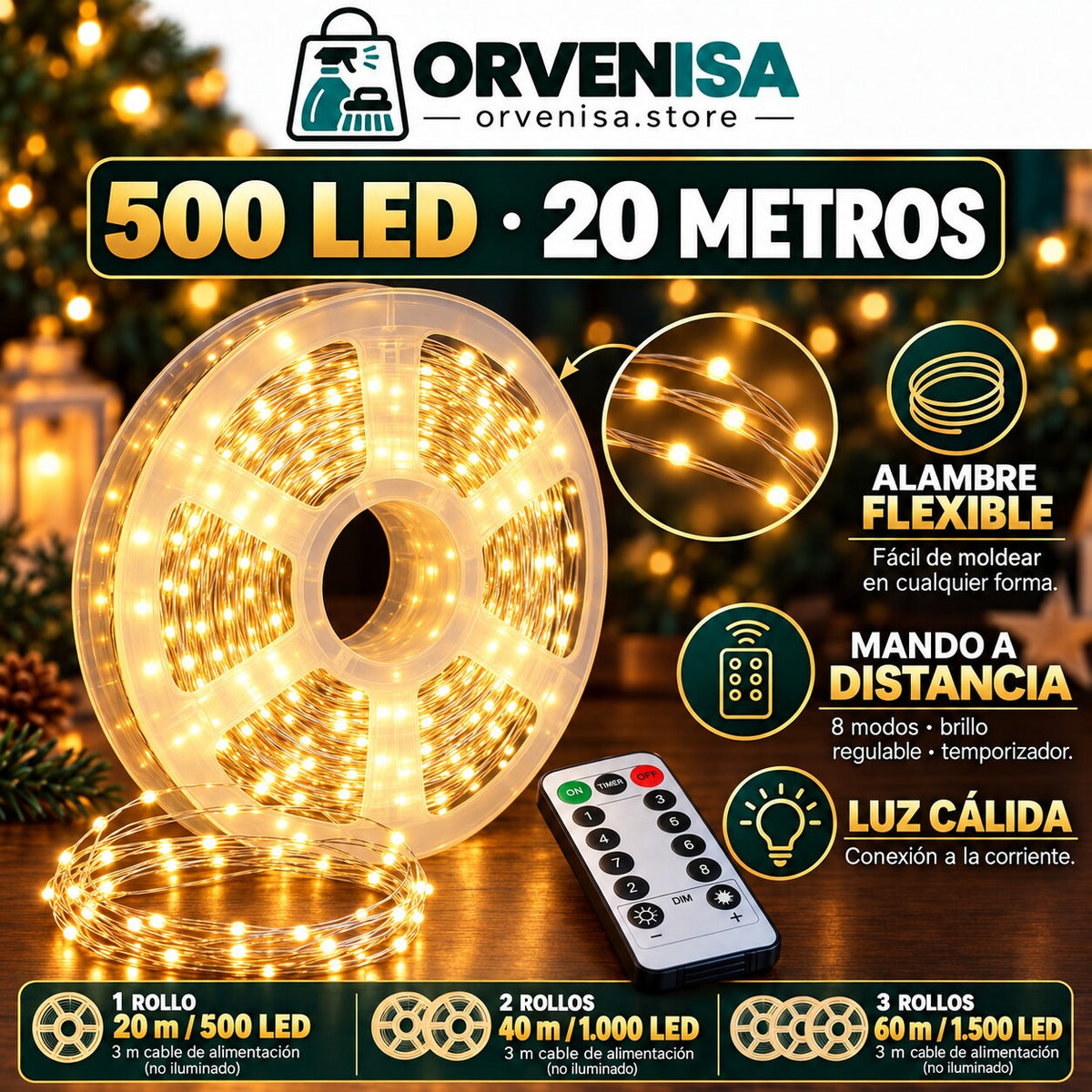 Luces de Hada 500 LED (20 m) Orvenisa