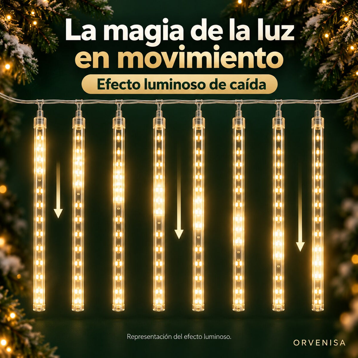 Luces Lluvia de Meteoritos 8 Tubos Orvenisa