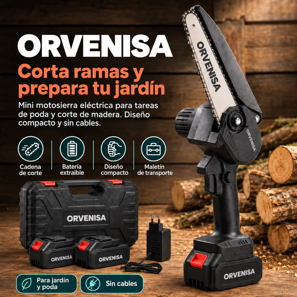 Mini Motosierra Eléctrica 48V Orvenisa