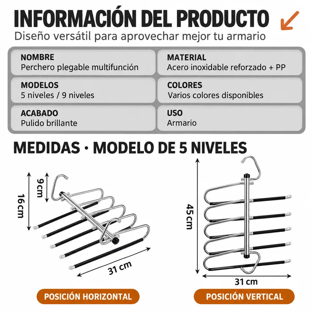 Percha plegable 5 prendas Orvenisa