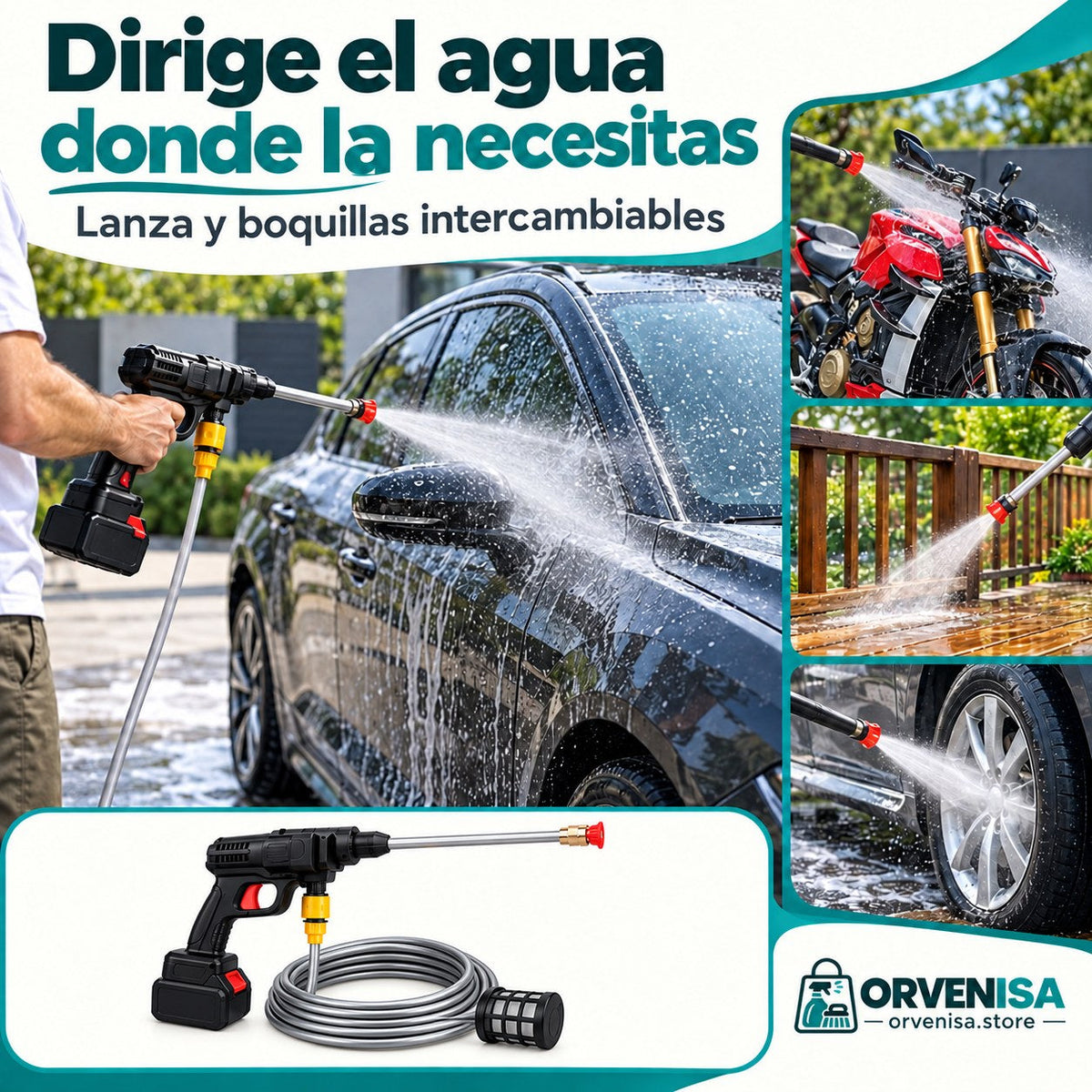 Pistola de limpieza a presión a batería Orvenisa