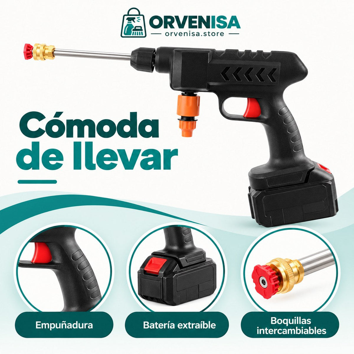 Pistola de limpieza a presión a batería Orvenisa