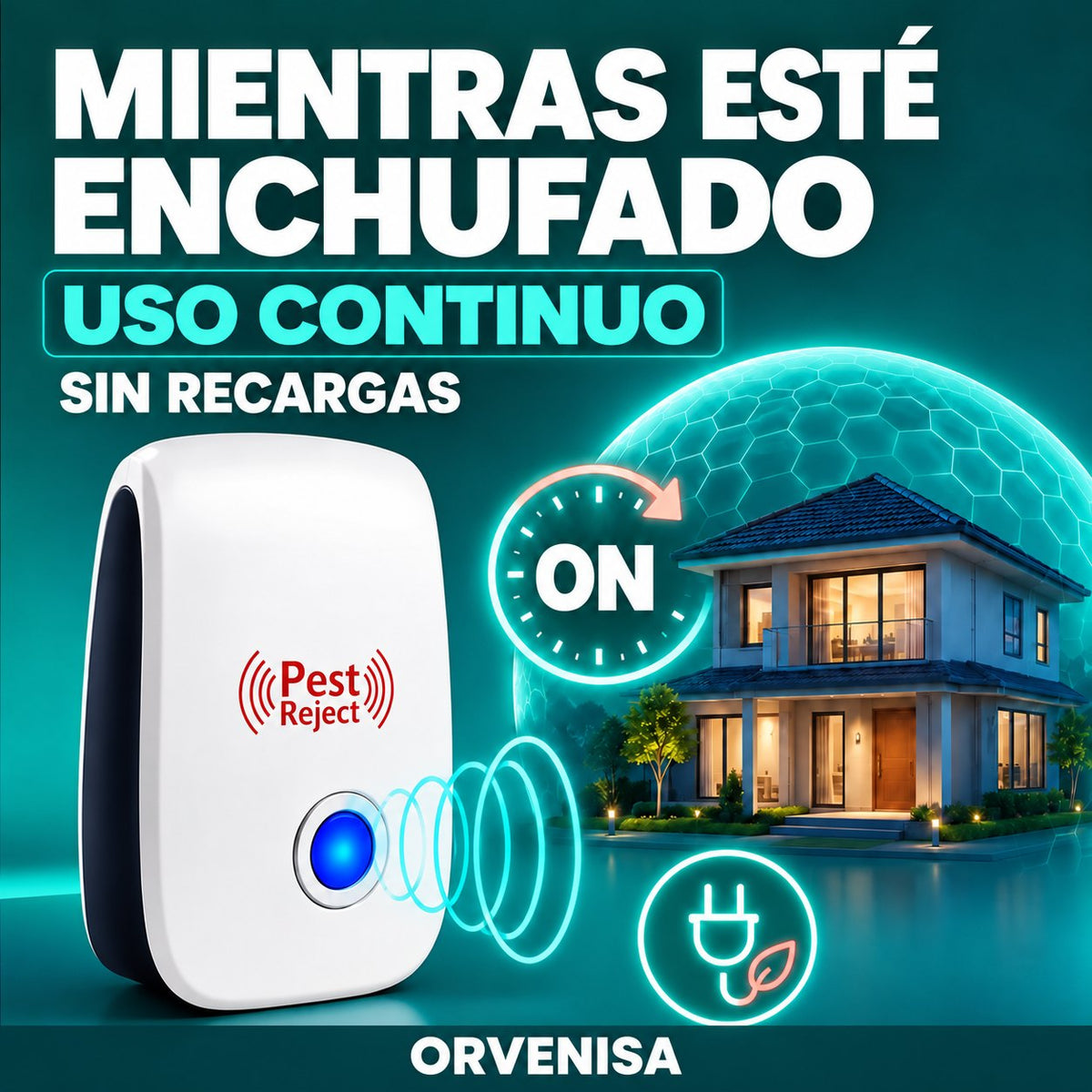 Repelente ultrasónico de insectos y ratones Orvenisa