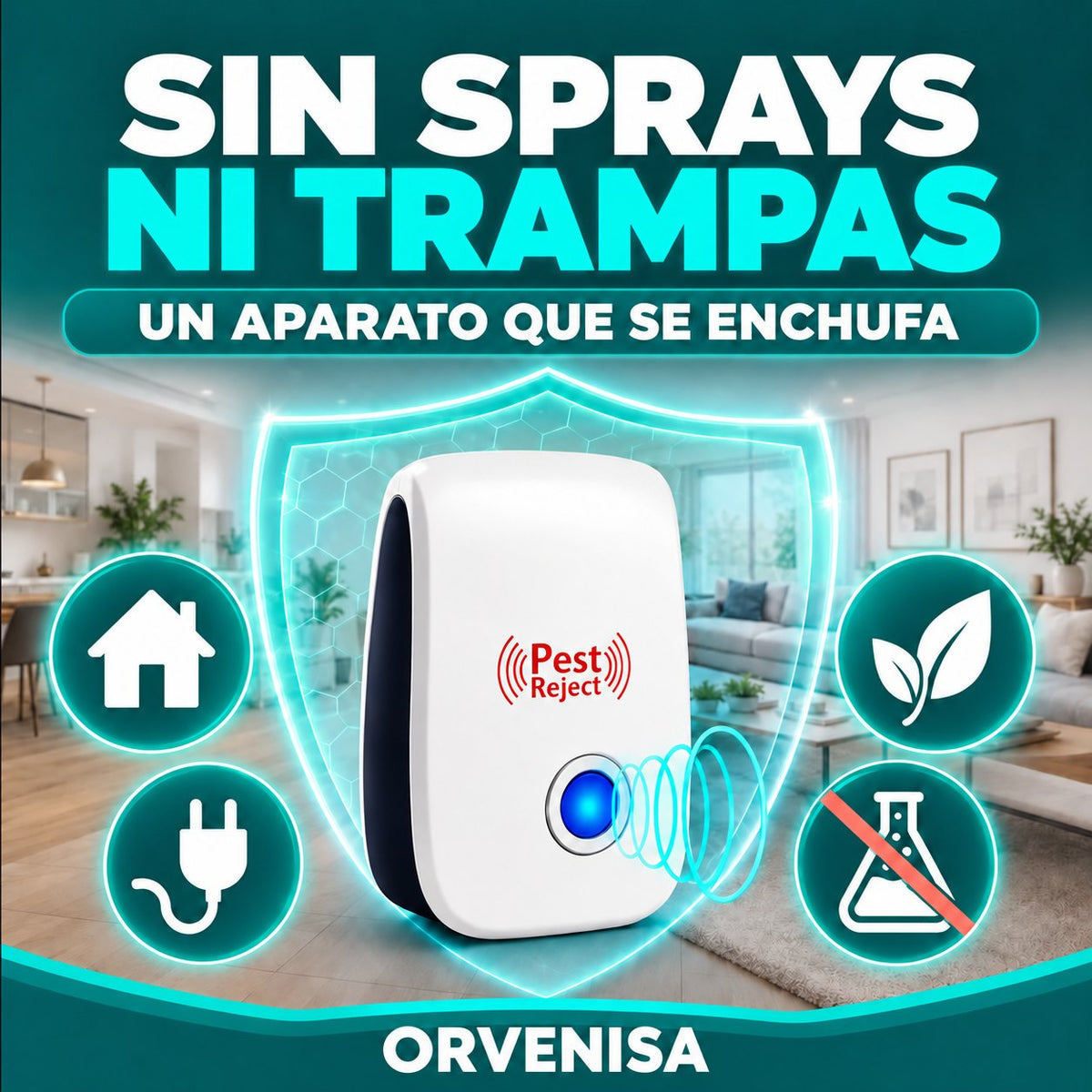 Repelente ultrasónico de insectos y ratones Orvenisa